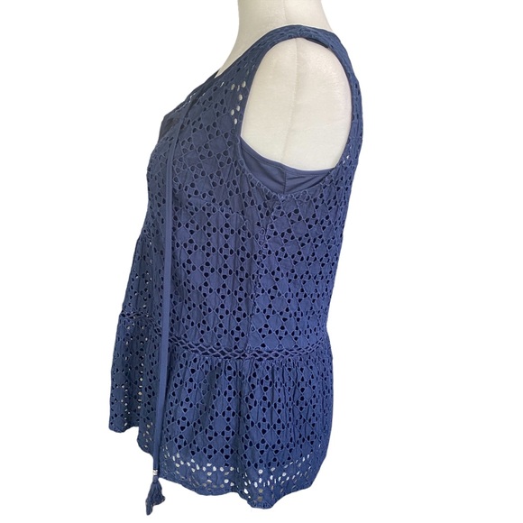 Daniel Rainn Navy Layered Eyelet Tank Top S - Picture 5 of 14